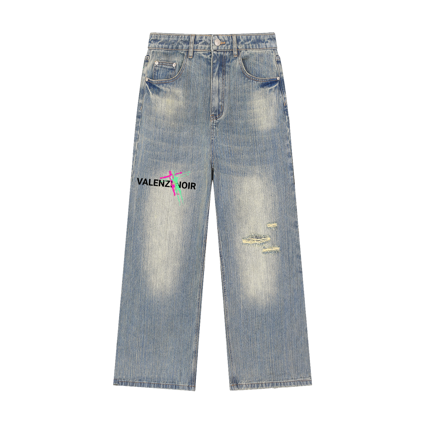 Vintage Wash Distressed Denim Jeans
