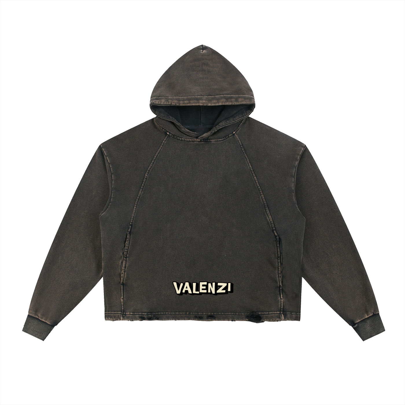 Vintage Washed Frayed-Hem Hoodie